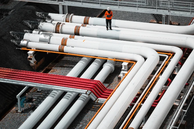 Aerial shot of oil & gas pipelines